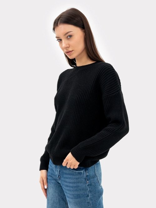 Джемпер женский вязаный в черном цвете, фото 1 из 5