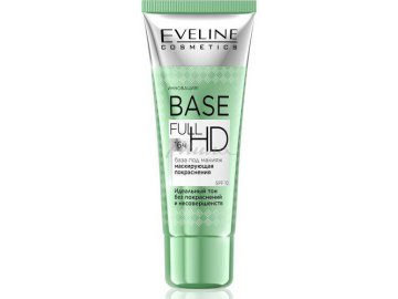 База под макияж EVELINE Base full HD Маскирующая покраснения, 30 мл