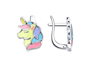 Серьги детские SOKOLOV, серебро 925 проба, вставка эмаль