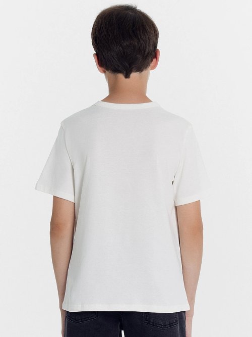 Футболка для мальчиков светло-молочная с печатью, фото 4 из 5