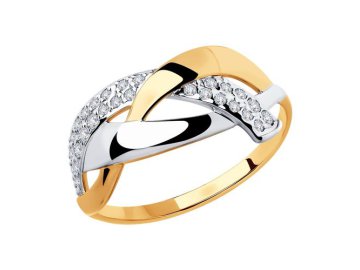 Кольцо декоративное Diamant, красное золото 585 проба, вставка фианит