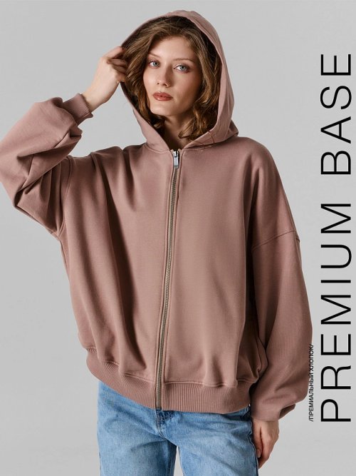 Толстовка женская коричневая на молнии, фото 19 из 36