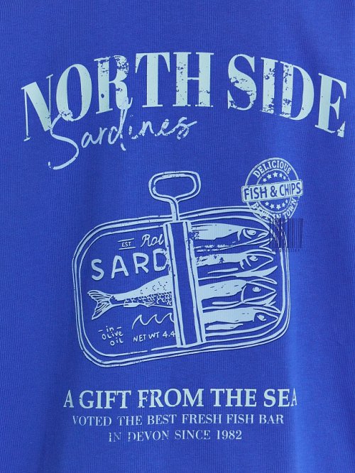 Футболка женская синяя с принтом и надписью "north side", фото 6 из 6