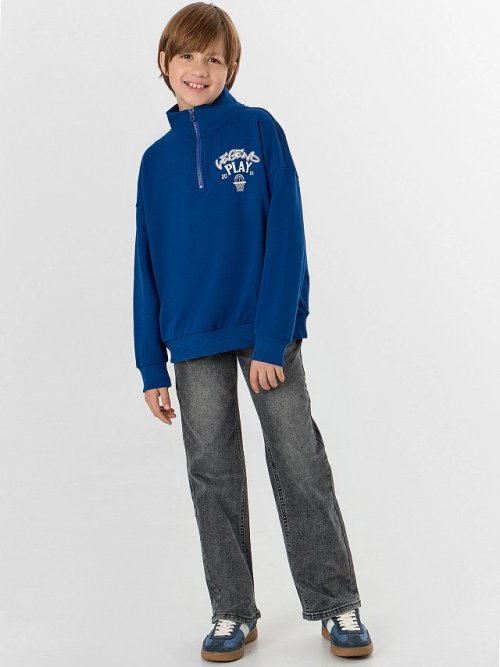 Толстовка для мальчиков синяя с принтом, фото 4 из 7