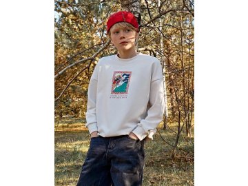 Свитшот для мальчиков бело-бежевый с печатью Марк Формель