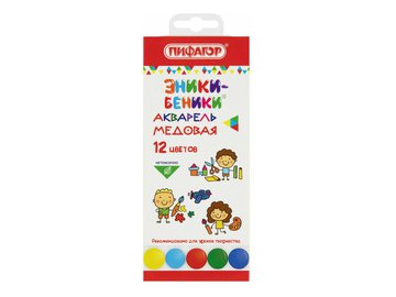 Краски акварельные медовые ПИФАГОР 192518 ЭНИКИ-БЕНИКИ (12 цветов, картонная коробка европодвес)
