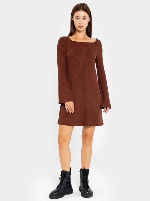 Платье женское в коричневом оттенке из вискозы, фото 1 из 20