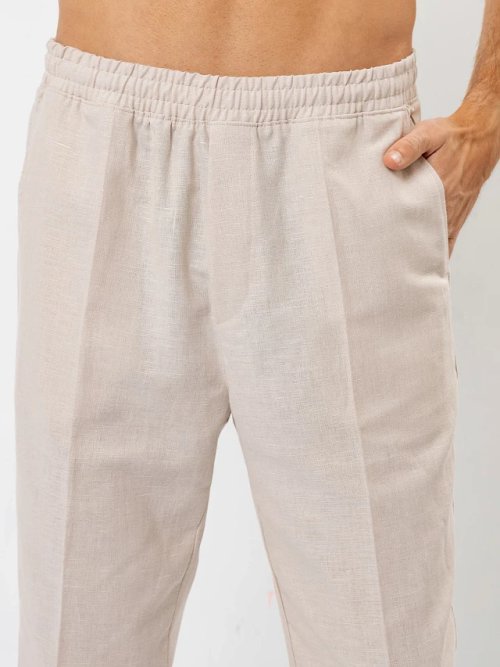 Брюки мужские белого цвета из премиального льна, фото 4 из 4