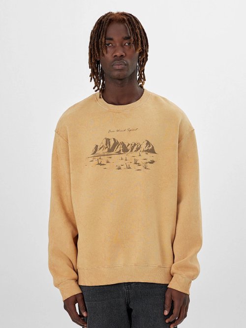 Свитшот мужской бежевый с обработкой эйсид, фото 2 из 6