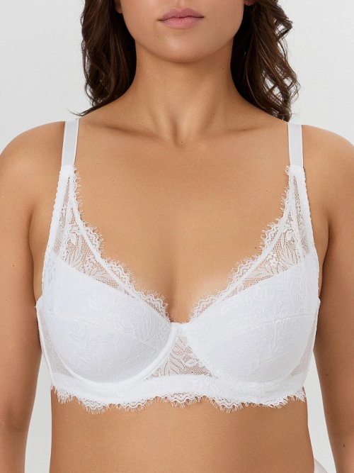 Бюстгальтер женский белый с кружевом, фото 1 из 7