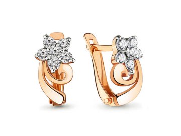 Серьги детские Aquamarine, красное золото 585 проба, вставка фианит