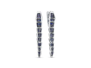 Серьги длинные RoseGrace, белое золото 585 проба, вставка сапфир