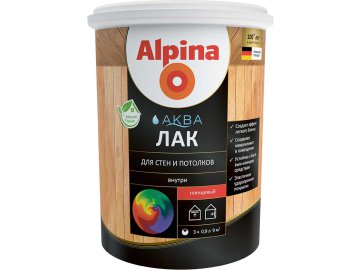 Лак акриловый для стен и потолков Alpina Аква глянцевый 0,9л в Минске Ома