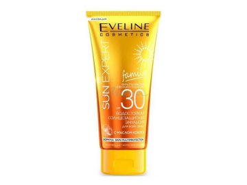 Эмульсия солнцезащитная EVELINE Sun Expert SPF30 водостойкая для всей семьи с маслом кокоса, 200 мл