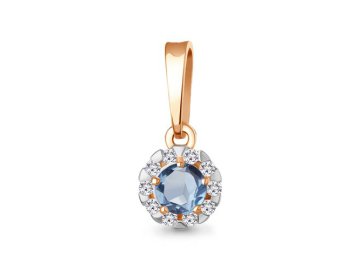Подвеска декоративная Aquamarine, красное золото 585 проба, вставка фианит