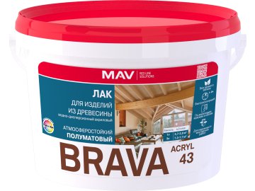 Лак BRAVA ACRYL 43 для изделий из древесины (ВД-АК-1043) полуматовый 3л (2,7кг)