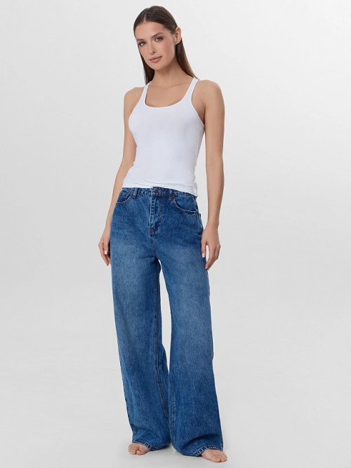 Джинсы женские baggy fit синие с высокой посадкой, фото 4 из 14