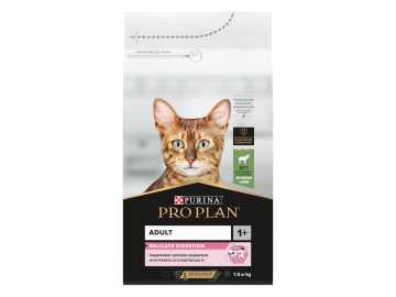 Корм Purina Pro Plan для взрослых кошек с чувствительным пищеварением или особым предпочтением в еде с высоким содержанием ягненка, DELICATE DIGESTION, 1,5 кг