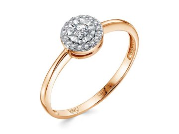 Кольцо помолвочное ИМПЕРИАЛ, красное золото 585 проба, вставка бриллиант