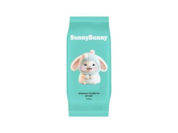 Салфетки влажные детские SUNNY BUNNY Зайчик бирюзовый, 8 шт, арт.11