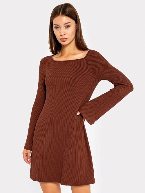 Платье женское в коричневом оттенке из вискозы, фото 2 из 20