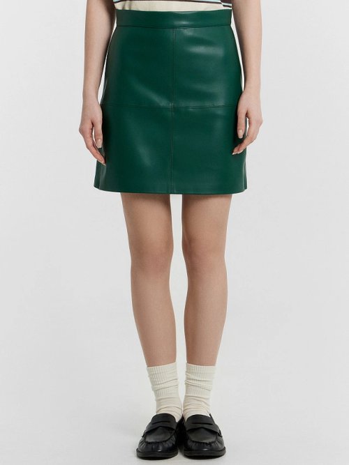 Юбка женская зеленая кожаная, фото 2 из 6