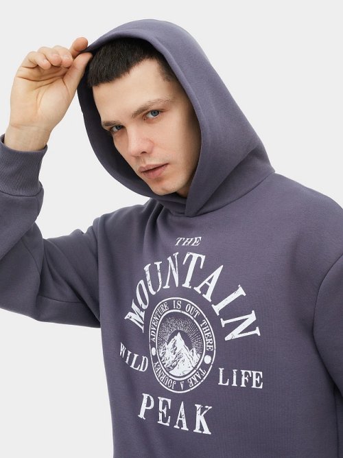 Анорак мужской в сером цвете с печатью, фото 5 из 8