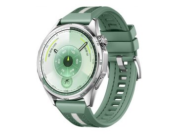 Смарт-часы HUAWEI Watch GT 6 46mm (ATM-B19) серебристый, с зеленым плетеным ремешком