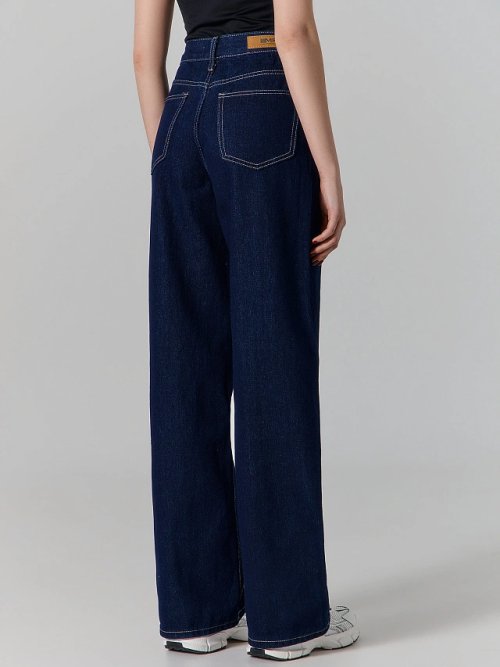 Джинсы женские wide leg темно-синие со средней посадкой, фото 4 из 16