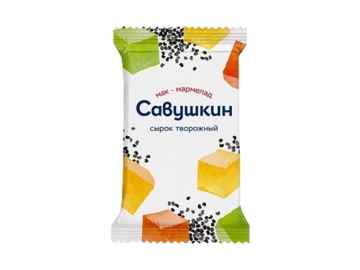Сырок твор Савушкин сладк с нап Ваниль-мак и кус мармелада 9% 100 г на акции в магазинах Корона