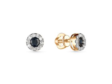 Серьги пусеты Bellissima, красное золото 585 проба, вставка бриллиант