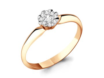 Кольцо помолвочное Aquamarine, красное золото 585 проба, вставка бриллиант