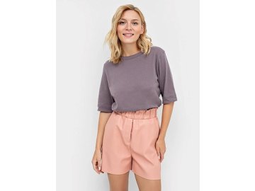 Расширенные шорты кораллового цвета из экокожи Марк Формель