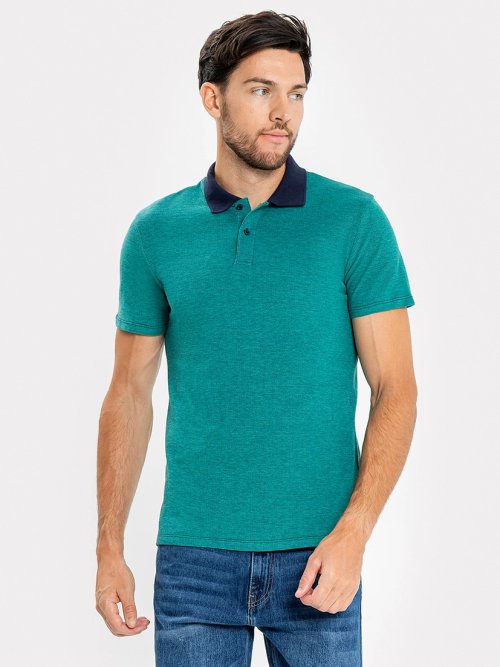 Джемпер-поло хлопковый бирюзового цвета, фото 1 из 5