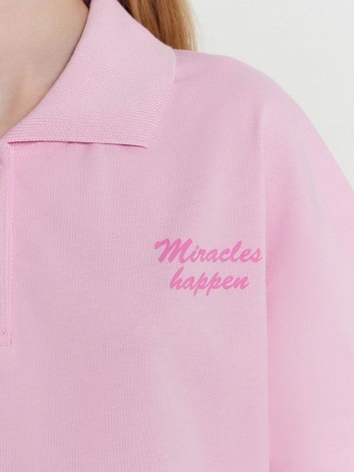 Поло для девочек розовое с надписью "Miracles happen", фото 7 из 28