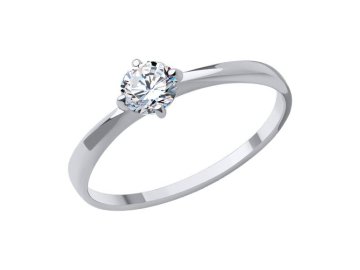 Кольцо помолвочное Diamant, белое золото 585 проба, вставка фианит