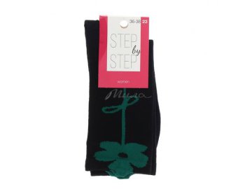 Носки женские STEP by STEP Цветы, цвет Черный, р. 23, арт. НЖ 9028-40