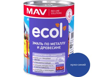 Эмаль ECOL по металлу и древесине (ПФ-115) ярко-синяя глянцевая  1,0л (0,8 кг)