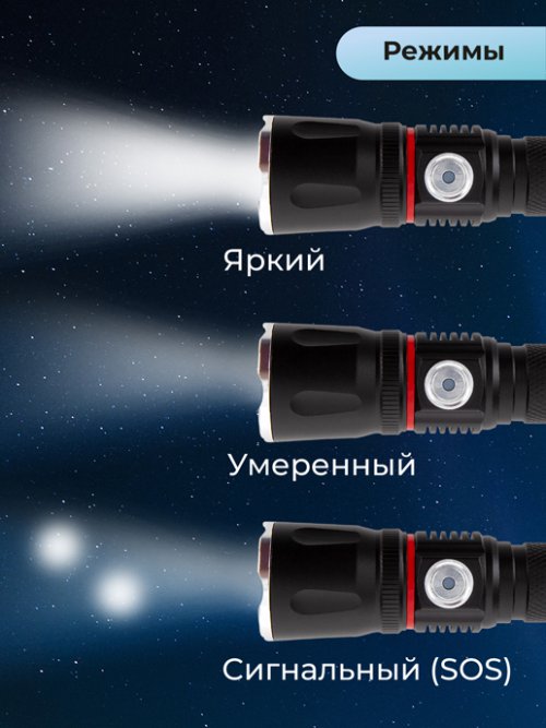 Фонарик светодиодный аккумуляторный Flash, фото 3 из 54