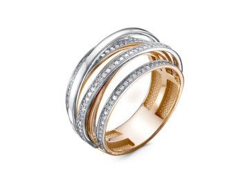 Кольцо декоративное RoseGrace, красное золото 585 проба, вставка бриллиант