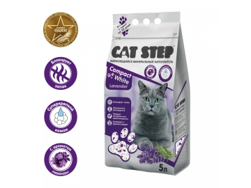Наполнитель минеральный Cat Step Compact White Lavеnder, комкующийся, с ароматом лаванды, 5 л в Молодечно Зообазар