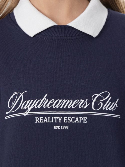 Джемпер для девочек синий с надписью "daydreamers club", фото 4 из 7