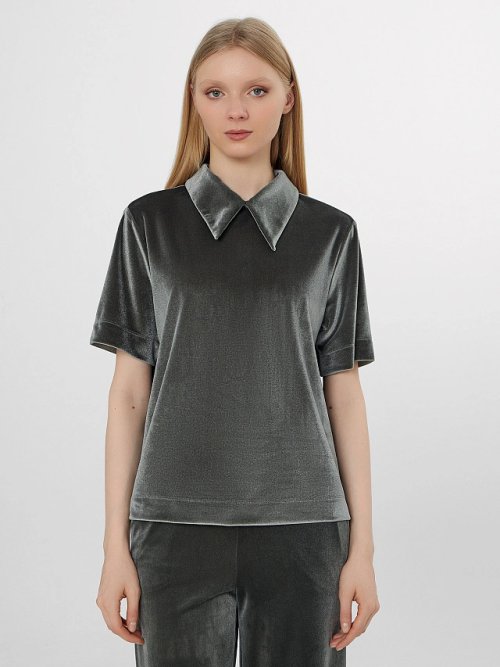 Поло велюровое женское зеленое, фото 1 из 6