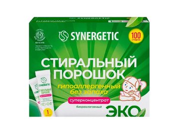Стиральный порошок SYNERGETIC суперконцентрат, гипоаллергенный, 2.5кг (100 стирок)