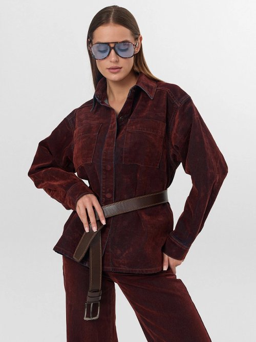 Жакет женский джинсовый бордовый, фото 7 из 8