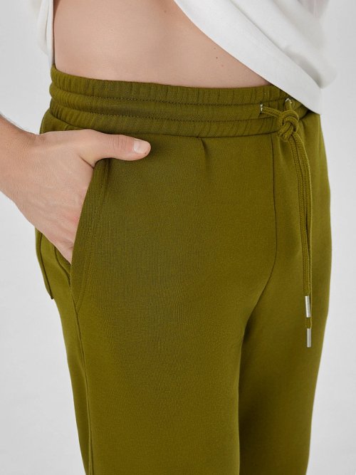 Брюки джоггеры теплые мужские зеленые, фото 5 из 6