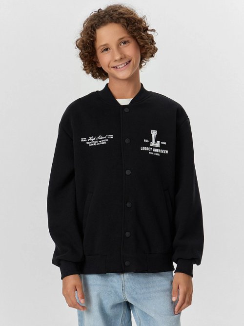 Бомбер для мальчиков черный с принтом "legacy unbroken", фото 1 из 10