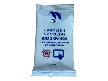 Чистящие салфетки для экранов c антибактериальным компонентом NV OFFICE 15 шт.