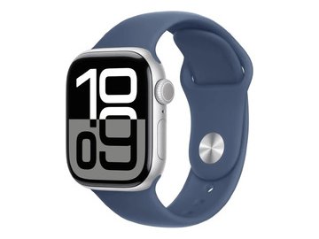 Смарт-часы Apple Watch Series 10 GPS 42mm Silver Case Denim Sport Band S/M A2997 (MWWA3LW/A)