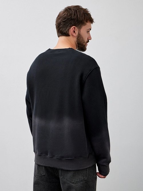 Джемпер мужской черный с градиентом с начесом, фото 3 из 8